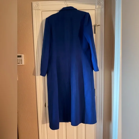 💎 VINTAGE Christian Dior Boutique Royal Blue Wool Long Coat- Size 14 - Picture 9 of 16
